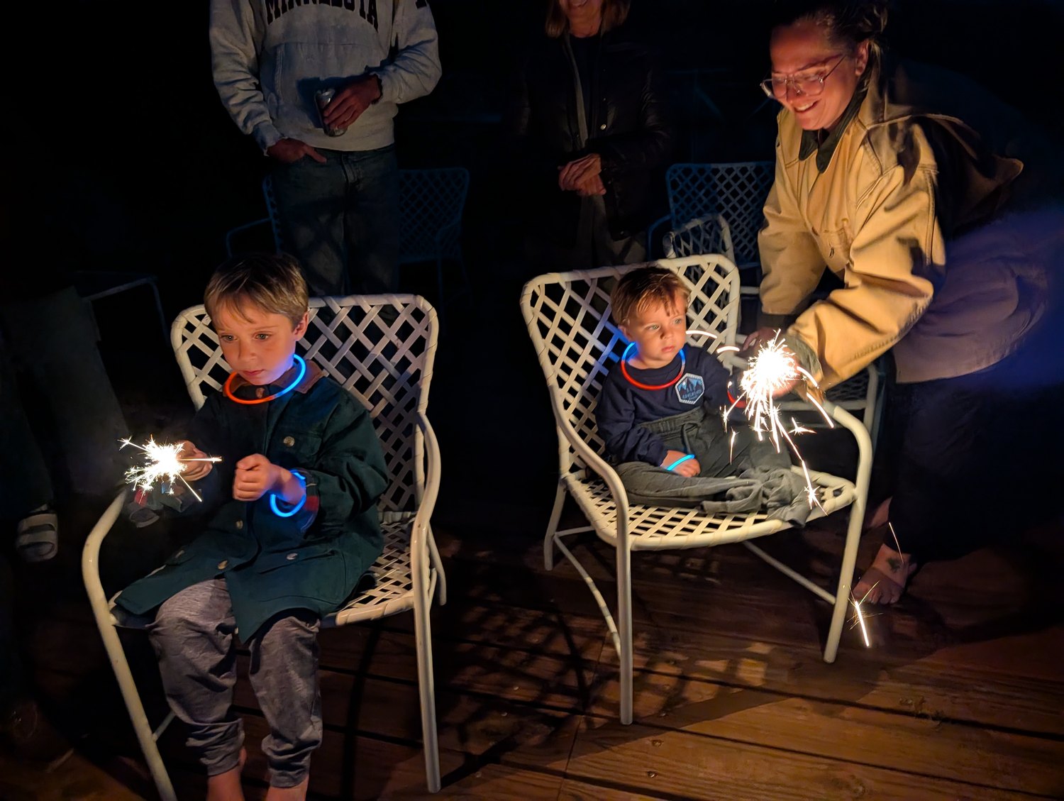 TJ and Oliver, sparkler duty