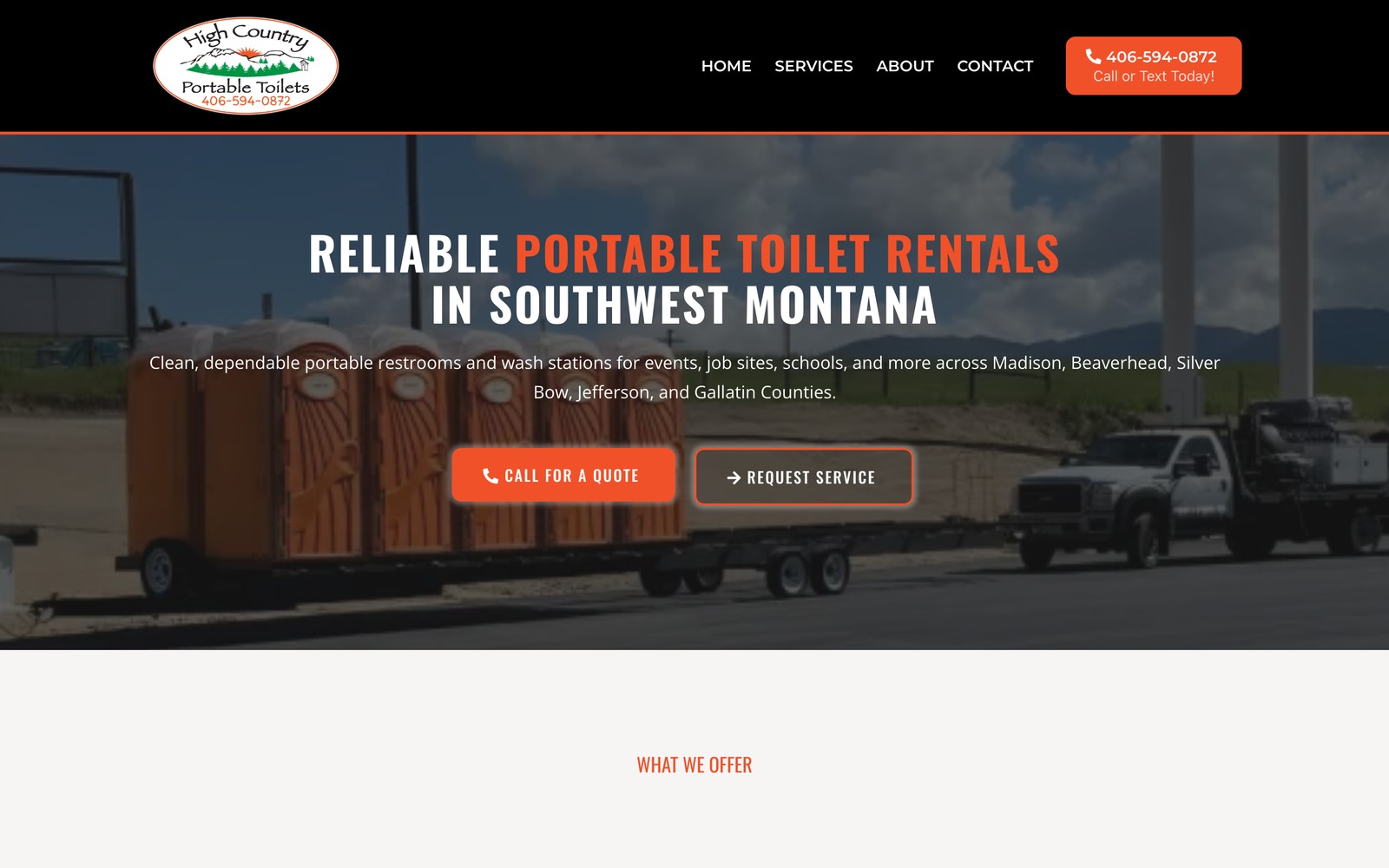 High Country Portable Toilets website